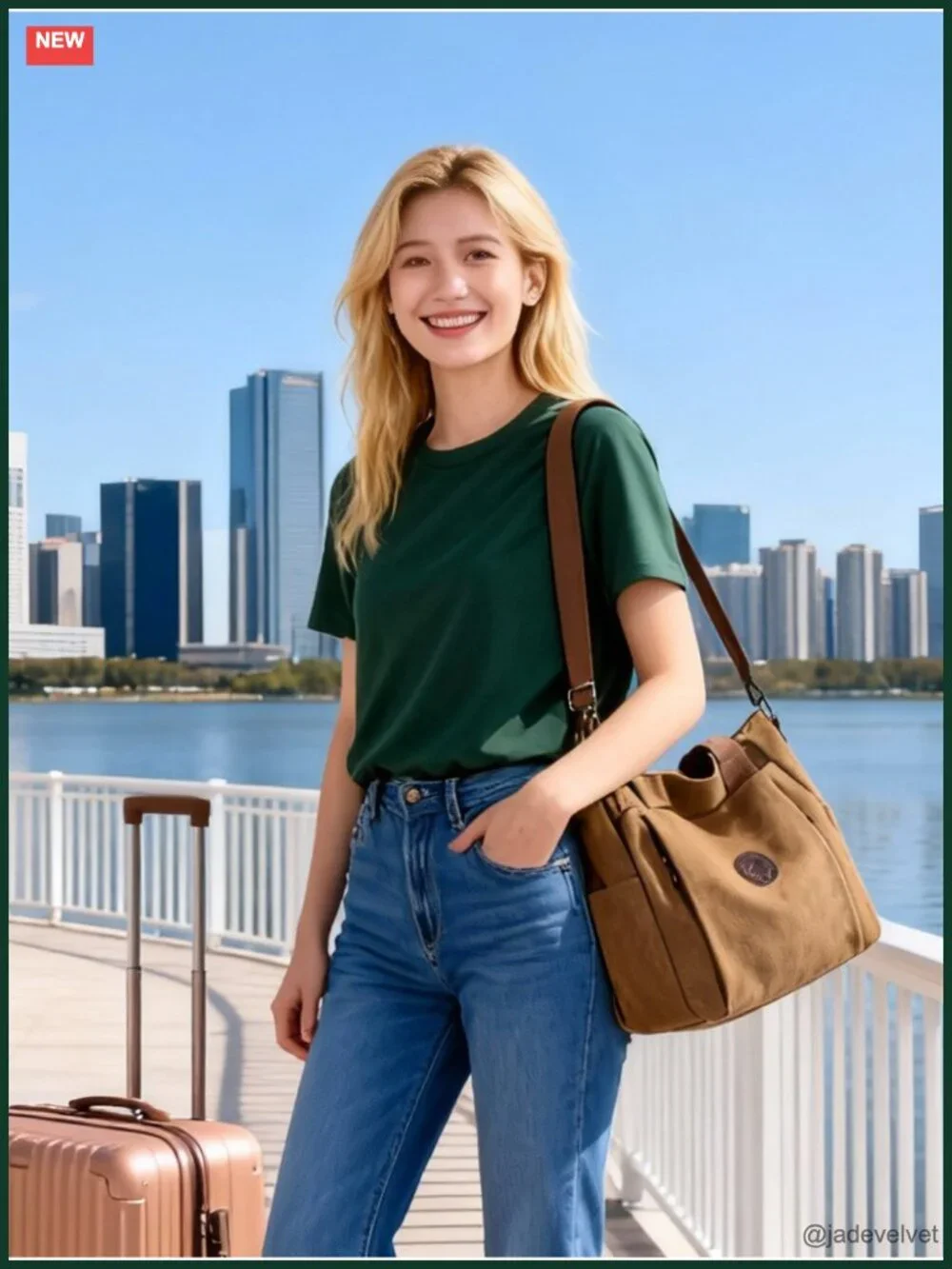 Vintage Washed Canvas Tote Bag Crossbody Shoulder Travel Work Purse